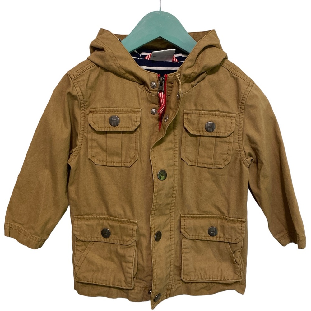 Hanna Andersson Outdoor 100% Cotton Tan Canvas Utility Jacket Kids Size 90/3yrs